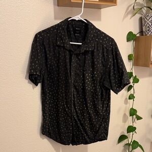 RVCA Men's Black Shirt with Gold flower Accents
